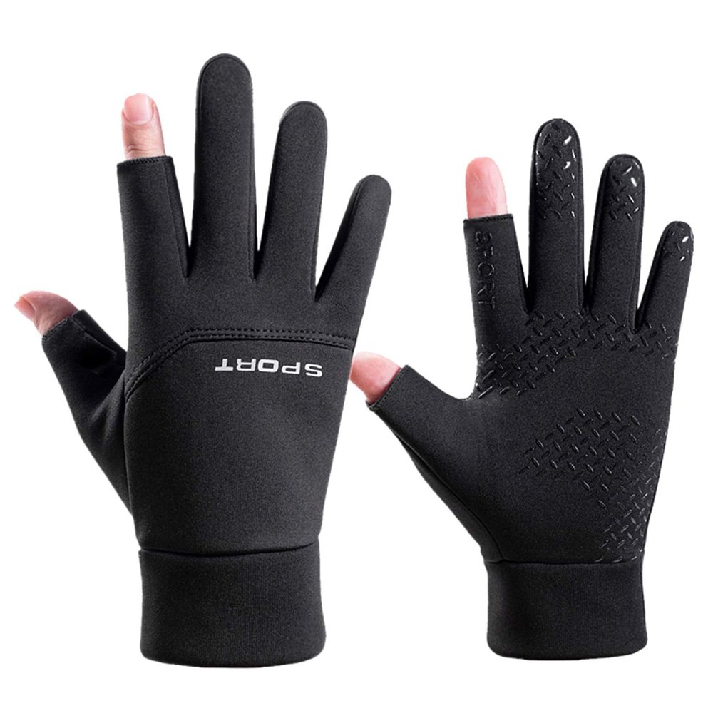 FUFU Gloves Unisex Cycling Gloves Running Gloves Touch Screen Anti-Slip Waterproof Windproof Sports Winter Gloves (Color : Black, Size : M)