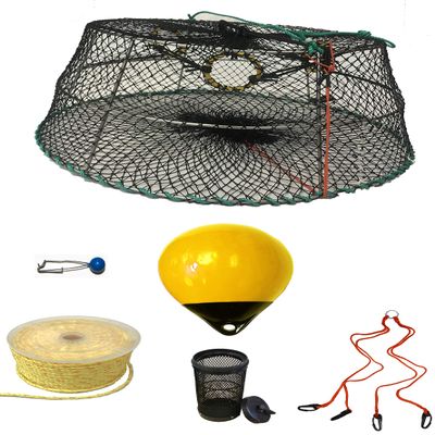 KUFA Sports Tower Style Prawn Trap with 400' Rope, Yellow Float, Vented Bait Jar & Harness Combo (CT77+PAP309+HA2)