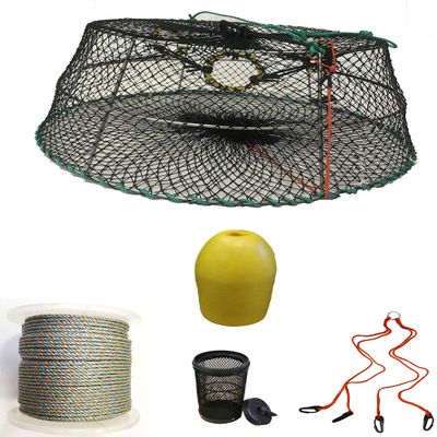 KUFA Sports Tower Style Prawn Trap with 400' Rope, Yellow Float, Vented Bait Jar & Harness Combo (CT77+PAQ39+HA2)