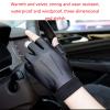 FUFU Gloves Winter Gloves PU Artificial Leather Touch Screen Warm Wool Lining Windproof Non-Slip Gloves (Size : S) view 2