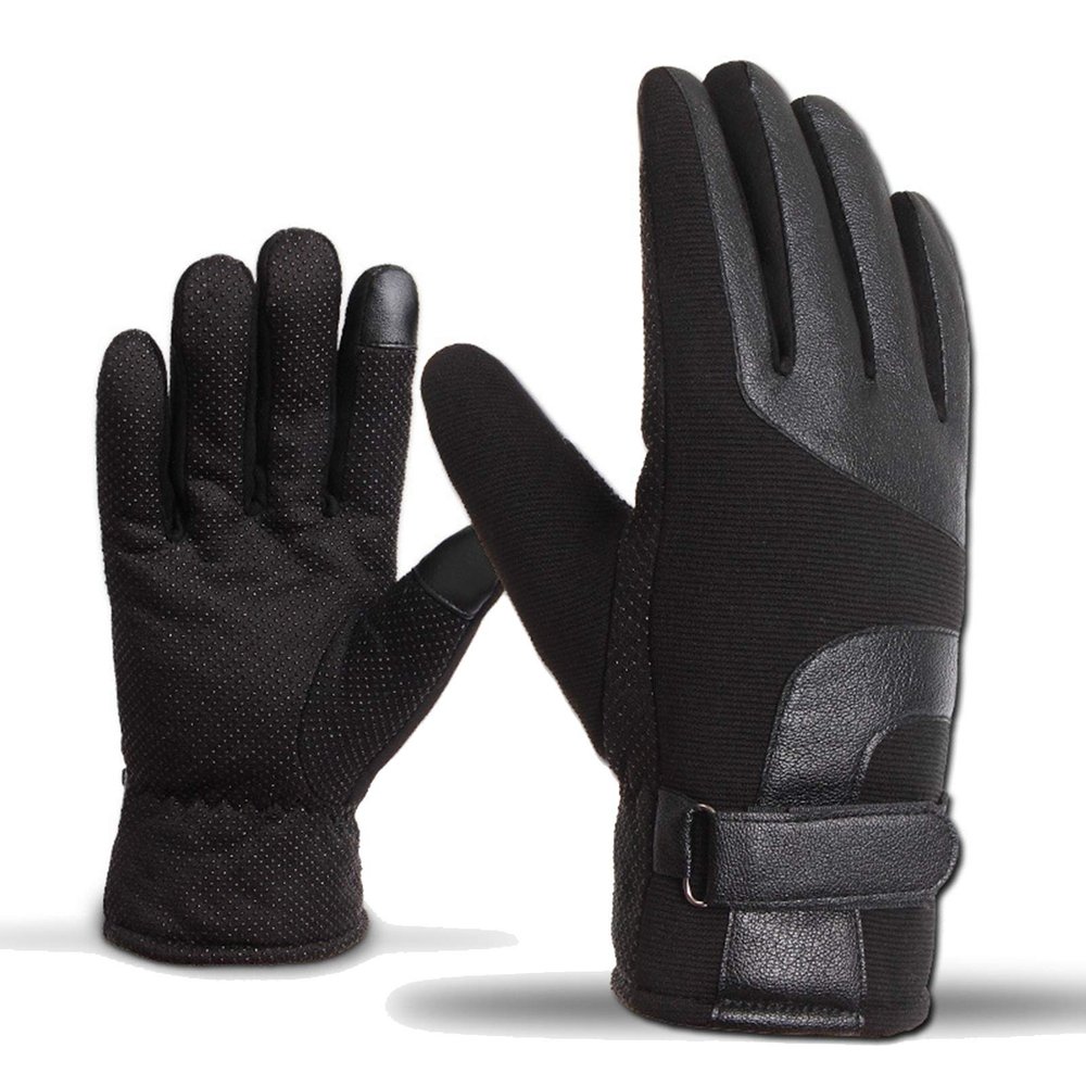 FUFU Gloves Winter Gloves, Windproof and Warm Gloves, with Touch Screen Fingers, for Cycling, Running and Driving (Color : Black)