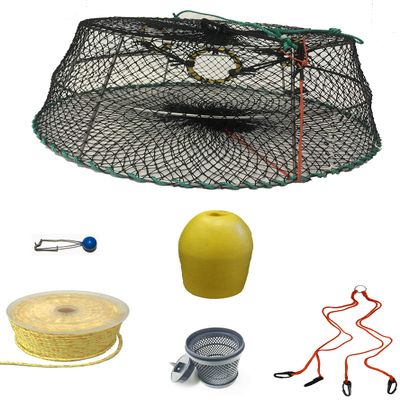 KUFA Sports Tower Style Prawn Trap with 400' Rope, Yellow Float, Vented Bait Jar & Harness Combo (CT77+PAP16+HA2)