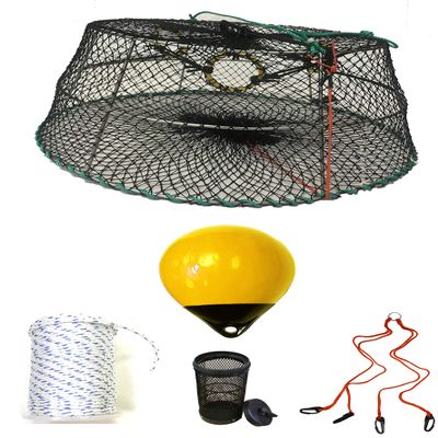 KUFA Sports Tower Style Prawn Trap with 400' Rope, Yellow Float, Vented Bait Jar & Harness Combo (CT77+PAM309+HA2)
