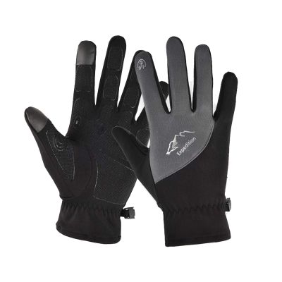 FUFU Gloves Cycling Gloves,Winter Waterproof Touchscreen Gloves Windproof Thermal Gloves Gloves with Non-Slip Full Finger for Cycling (Color : Gray, Size : M)
