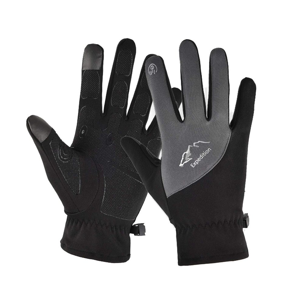 FUFU Gloves Cycling Gloves,Winter Waterproof Touchscreen Gloves Windproof Thermal Gloves Gloves with Non-Slip Full Finger for Cycling (Color : Gray, Size : M)