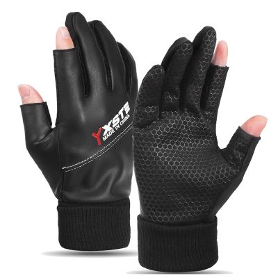 FUFU Gloves Winter Gloves, Non-Slip Half-Finger Gloves, Waterproof Touch Screen Gloves, Windproof and Warm Gloves, Cycling, Driving, Running