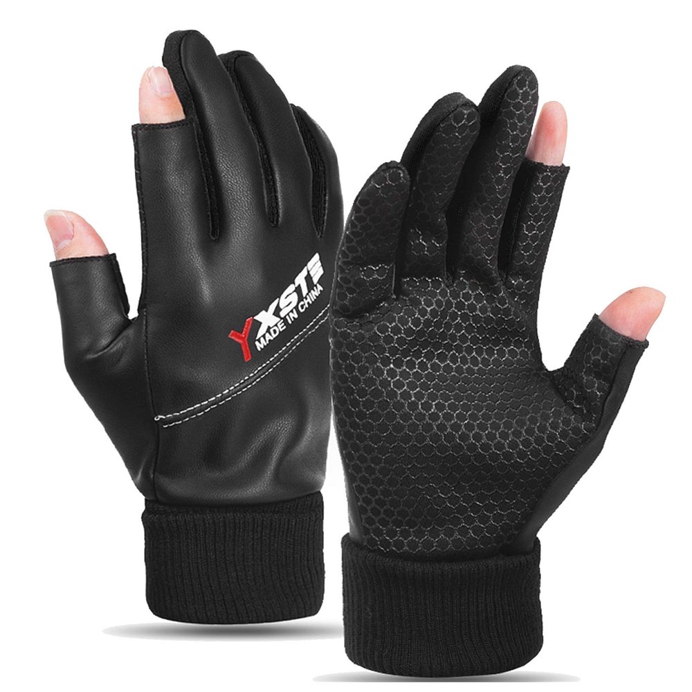FUFU Gloves Winter Gloves, Non-Slip Half-Finger Gloves, Waterproof Touch Screen Gloves, Windproof and Warm Gloves, Cycling, Driving, Running