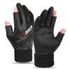 FUFU Gloves Winter Gloves, Non-Slip Half-Finger Gloves, Waterproof Touch Screen Gloves, Windproof and Warm Gloves, Cycling, Driving, Running view 1