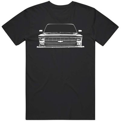 1984 Chevy C10 Pickup Truck Front Grill View Silhouette T Shirt M Black