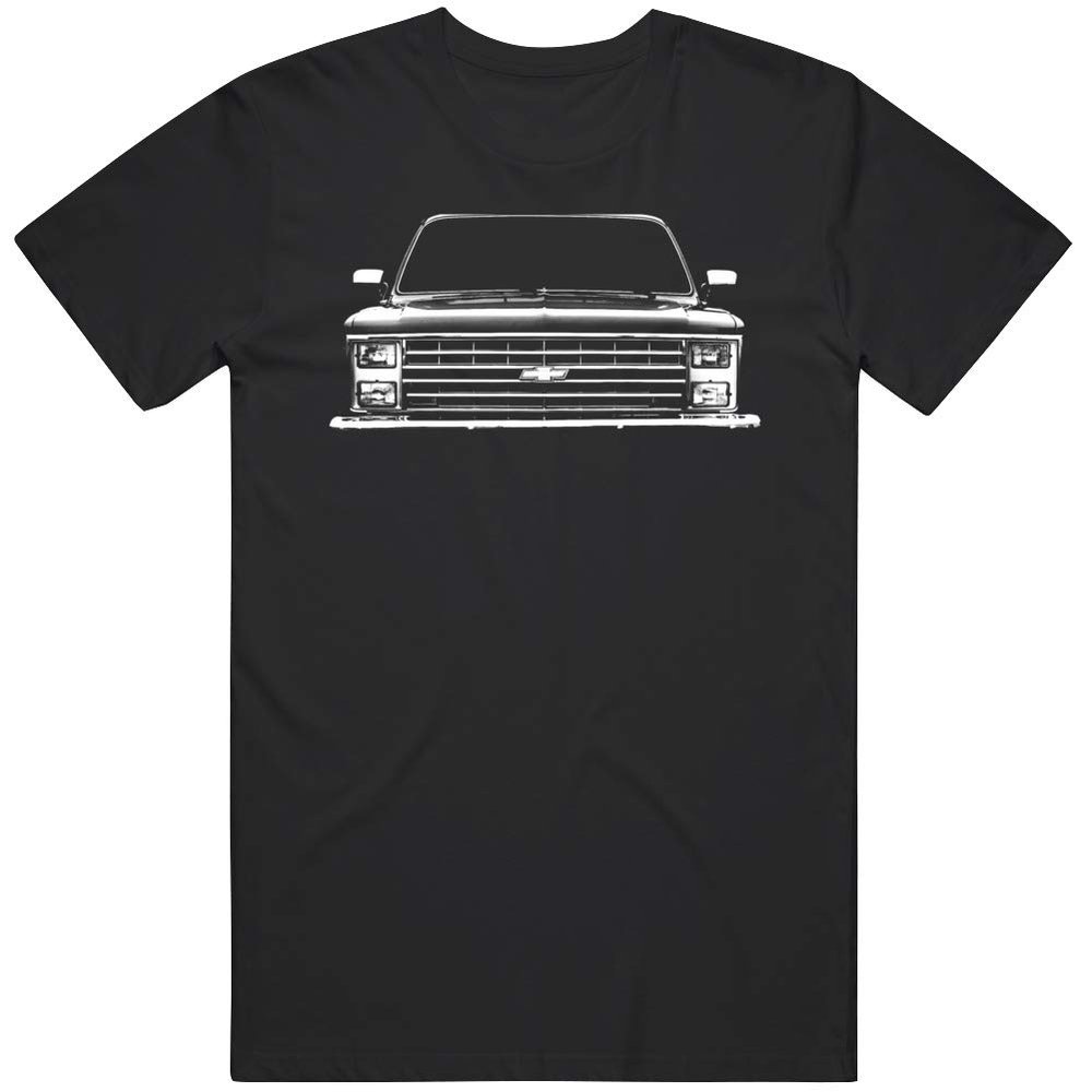1984 Chevy C10 Pickup Truck Front Grill View Silhouette T Shirt M Black