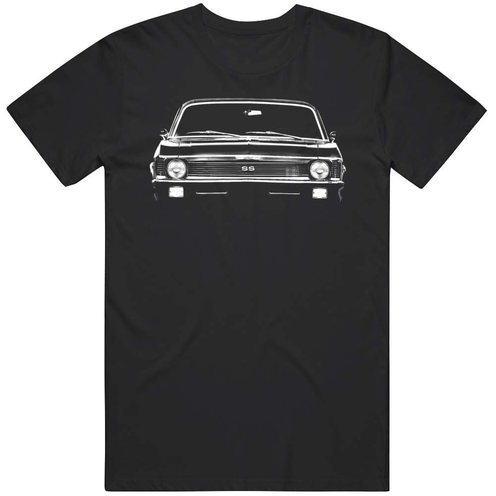 1970 Chevy Nova Ss Front Grill View Silhouette T Shirt S Black