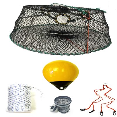 KUFA Sports Tower Style Prawn Trap with 400' Rope, Yellow Float, Vented Bait Jar & Harness Combo (CT77+PAM306+HA2)