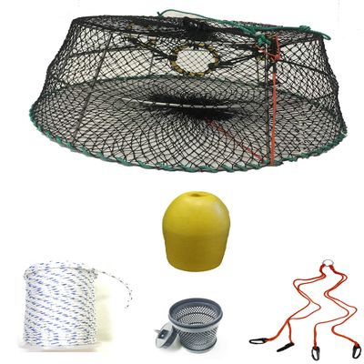 KUFA Sports Tower Style Prawn Trap with 400' Rope, Yellow Float, Vented Bait Jar & Harness Combo (CT77+PAS36+HA2)