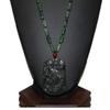 2.6" China Certified Nature Hetian Nephrite Green Jade Auspicious Phoenix Hand Carved Necklace Pendant view 1