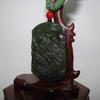 2.6" China Certified Nature Hetian Nephrite Green Jade Auspicious Phoenix Hand Carved Necklace Pendant view 4