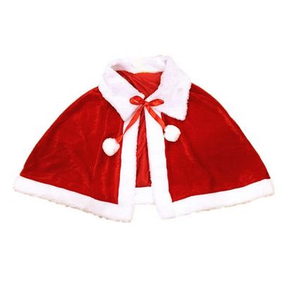 Q-XIAOKEAI Women Girls Christmas Cape Thicken Velvet Warm Red Short Santa Cloak Shawl