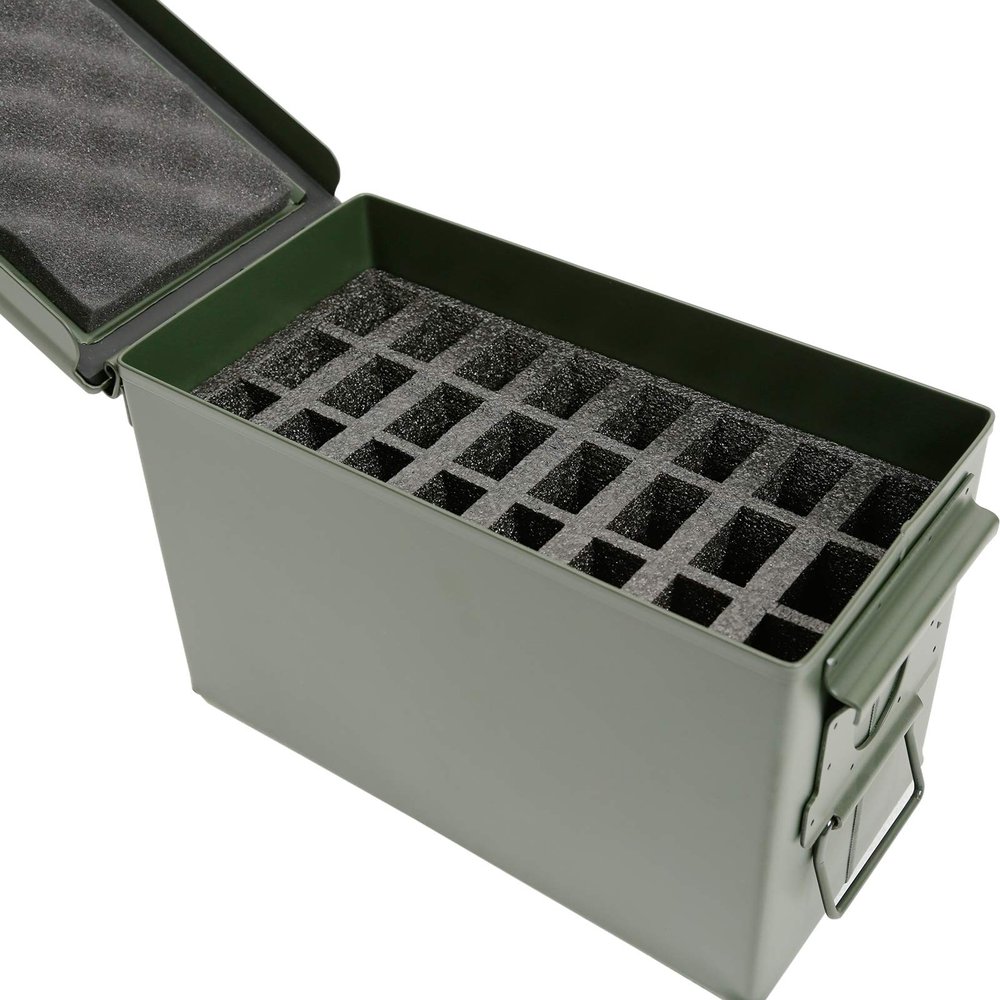 Aolamegs .50 Caliber Tactical Steel Ammo Can M2A1 with 24 Magazine Holder Ammo Can Foam (Pre-Cut)
