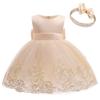 CMMCHAAH Baby Girls Easter Embroidery Dresses Toddler Ruffles New Year Easter Tutu Dress with Headwear (Champagne,80) view 1