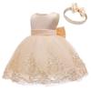 CMMCHAAH Baby Girls Easter Embroidery Dresses Toddler Ruffles New Year Easter Tutu Dress with Headwear (Champagne,80) view 3