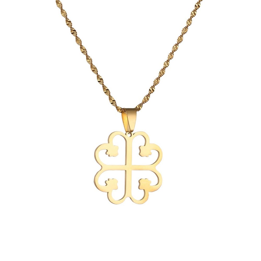 African Adinkra Pendant Necklace Symbol NYAME DUA God's Protection and Presence Jewelry (Gold)