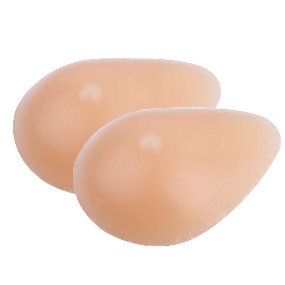 Alvivi 2Pcs Silicone Breast Form Prosthetic Breast Waterdrop Shape Bra Pads Inserts for Crossdresser Transgender Cosplay Nude D 2Pcs 200g