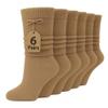 AWS/American Made 6 Pairs Cotton Slouch Knee Socks Shoe Size 5 to 10 (Beige) view 1