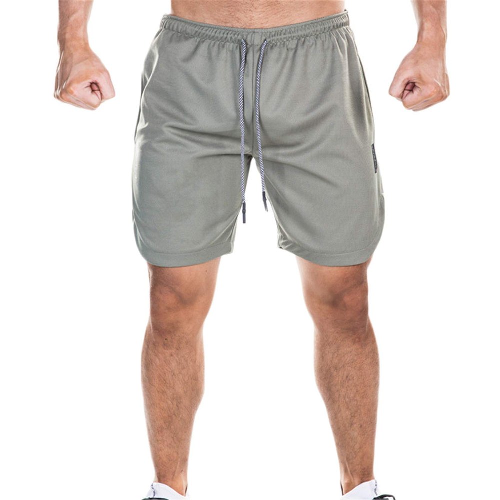 Andongnywell Men's Casual Sports Shorts Quick Dry with Pockets for Workout Running Training Short Pants (Gray,Large)