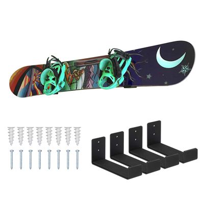 Mind and Action Solid Aluminum Snowboard Rack,Ski Wall Mount Display,Home and Garage Snowboard Storage (2 Pairs)