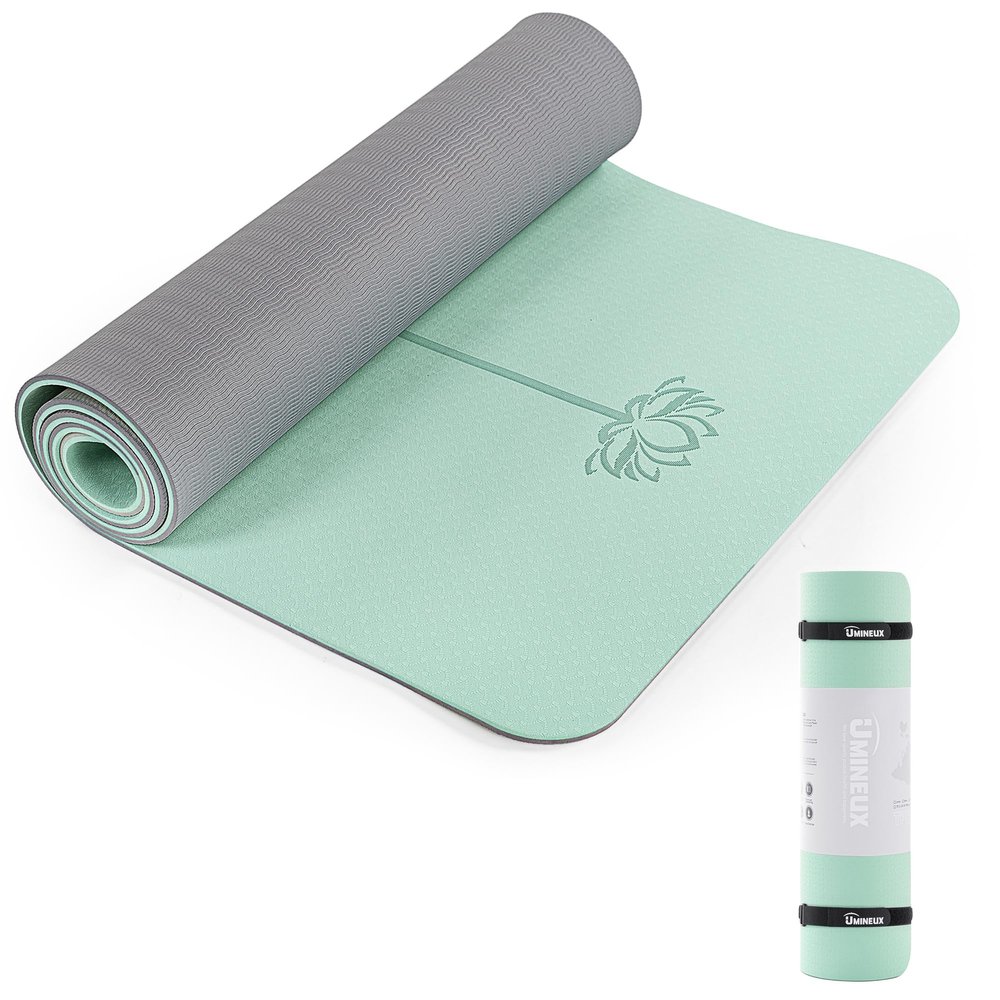UMINEUX Extra Thick 1/3'' Non Slip Yoga Mats for Women, Eco Friendly TPE Fitness Exercise Mat with Carrying Sling & Storage Bag