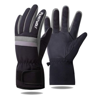 Winter Gloves, Sports Gloves, Thickened Men's Warm Gloves with Touch Screen Function (Color : Gray, Size : S)