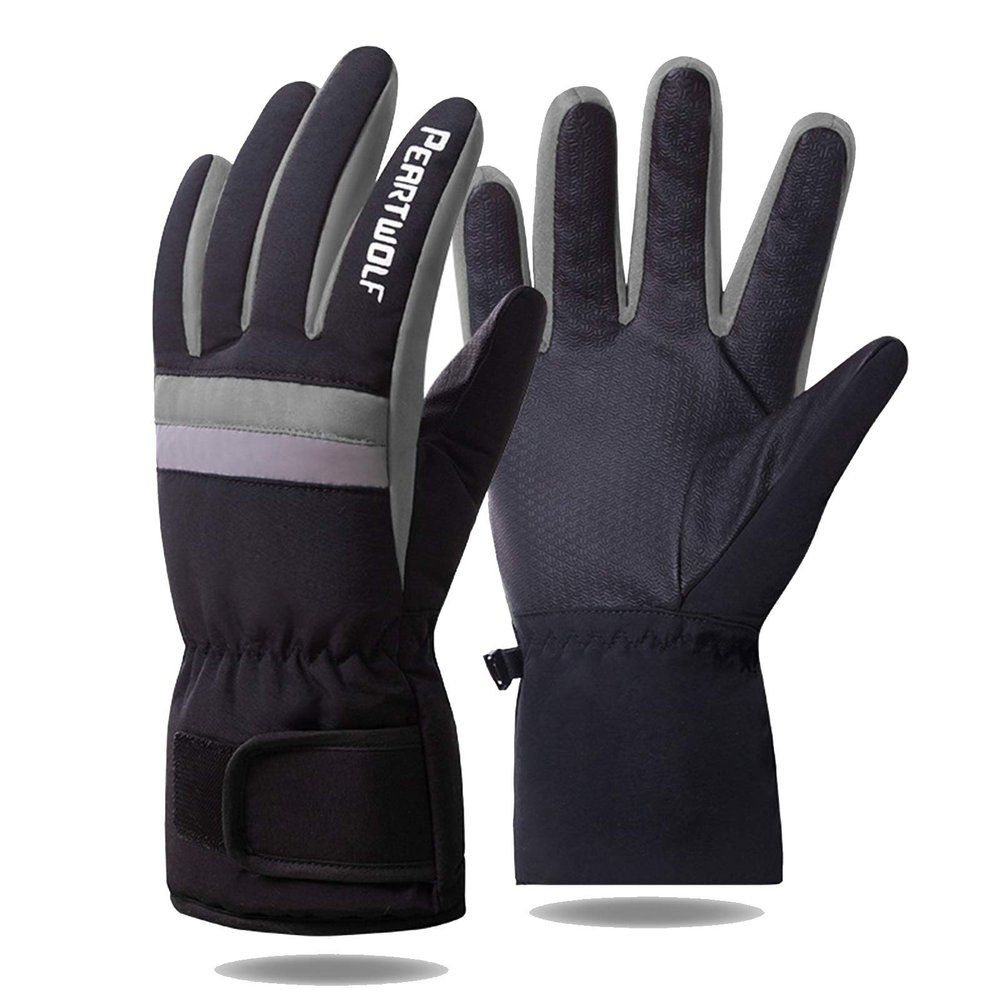 Winter Gloves, Sports Gloves, Thickened Men's Warm Gloves with Touch Screen Function (Color : Gray, Size : S)