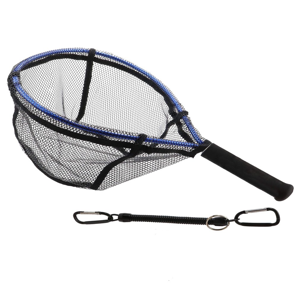 Facikono Fly Fishing Net Trout Kayak Fishing Net Freshwater Trout Fishing Landing Net Rubber Mesh for Catch and Release