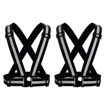 ONESWI Reflective Vest Running Gear Ultralight Runner Safety Vest, High Visibility Adjustable Reflective Safety Vest for Night Cycling,Hiking, Jogging,Dog Walking (2Pcs Black)