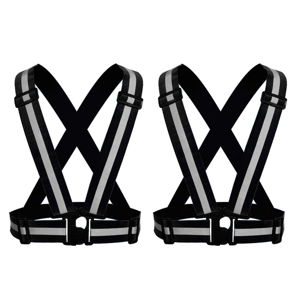 ONESWI Reflective Vest Running Gear Ultralight Runner Safety Vest, High Visibility Adjustable Reflective Safety Vest for Night Cycling,Hiking, Jogging,Dog Walking (2Pcs Black) 