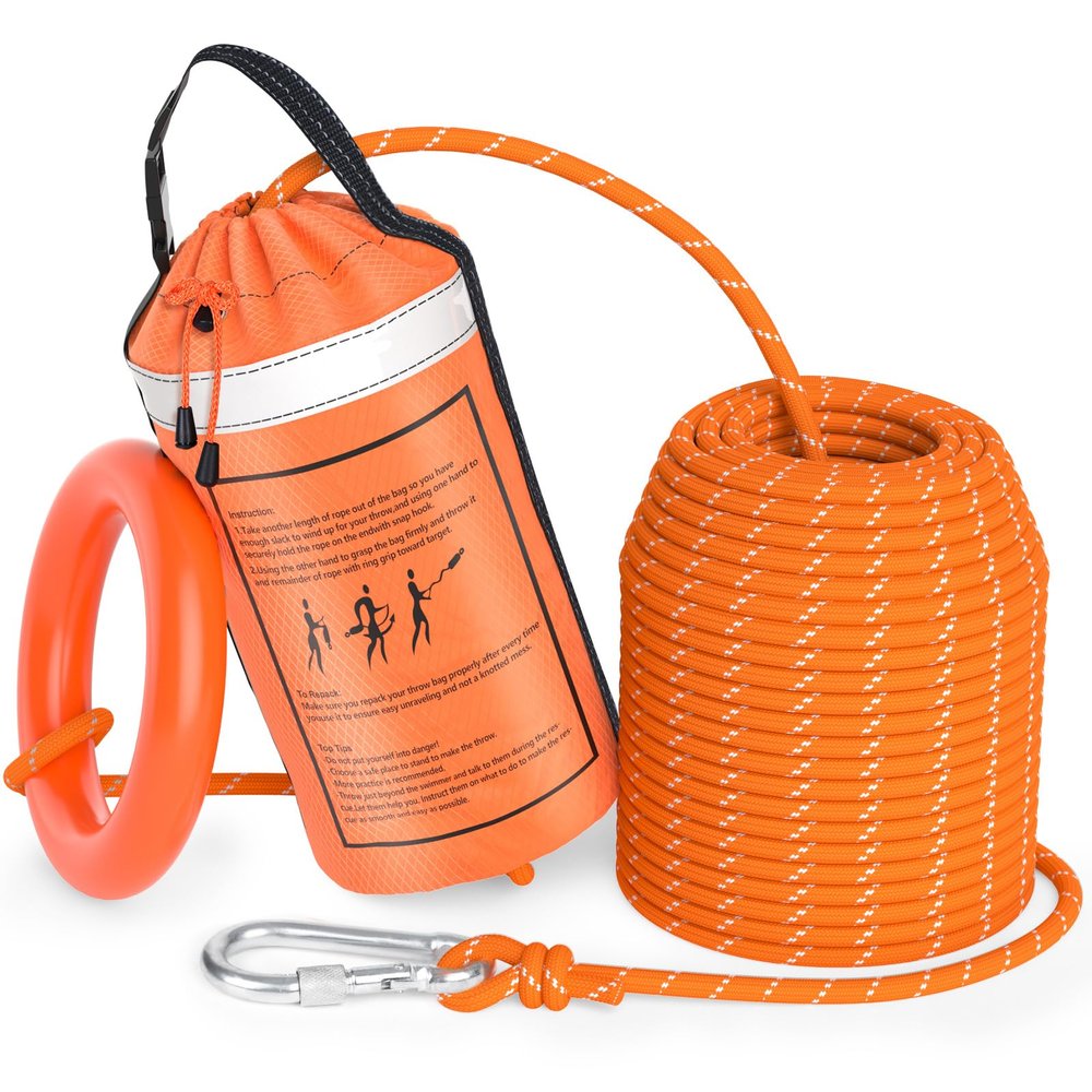 AnKun Water Rescue Throw Bag with 98FT Length of Rope in 3/10In Tensile Strength Rated to 2000lbs, Emergency Rescue Rope for Kayaking, Boating, Fishing, Rafting, High Visibility Safety Equipment