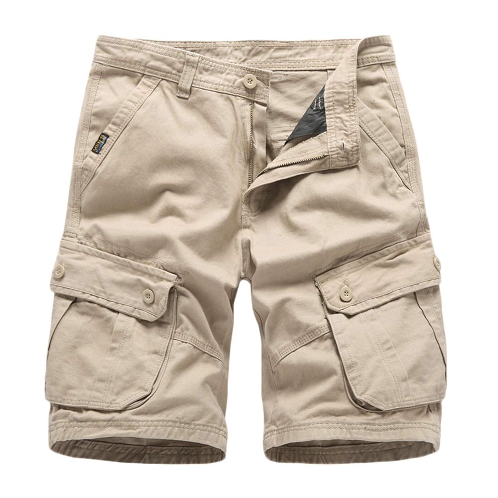 Generic Men fts Stretch Cargo Shorts Cotton Casual Outdoor Lightweight Shorts with Multi Pockets Zipper Pants (Khaki,30)