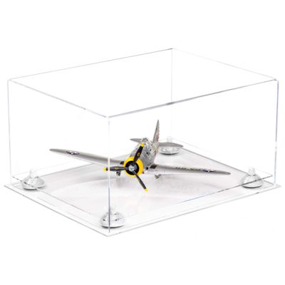 Better Display Cases Acrylic Versatile Display Case - Large Rectangle Box with Clear Case, White Risers and Clear Base 15.25" x 12" x 8" (A026/V12)
