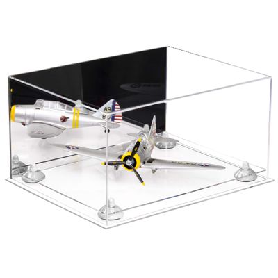 Better Display Cases Acrylic Versatile Display Case - Large Rectangle Box with Mirror Case, White Risers and Clear Base 15.25" x 12" x 8" (A026/V12)