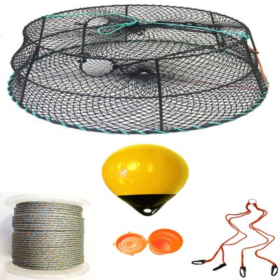 KUFA Sports Tower Style Prawn Trap with 400' Rope, Yellow Float, Vented Bait Jar & Harness Combo (CT79+PAQ305+HA2)