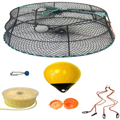KUFA Sports Tower Style Prawn Trap with 400' Rope, Yellow Float, Vented Bait Jar & Harness Combo (CT79+PAP305+HA2)