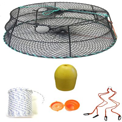 KUFA Sports Tower Style Prawn Trap with 400' Rope, Yellow Float, Vented Bait Jar & Harness Combo (CT79+PAM35+HA2)
