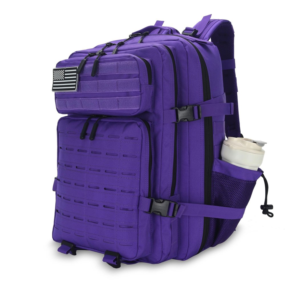 W WINTMING Sparklekle Military Tactical Backpack 45L 3 Day Assault Pack Waterproof Molle Hiking Rucksack for Men&Women (Purple)