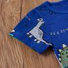 One opening Toddler Baby Boy Summer Clothes Daddy Son Letters T-Shirts Tees Tops+Camouflage Shorts Pants Outfits 2PCS Shorts Set Clothes (Blue Dinosaur outfits, 18-24 months) view 4