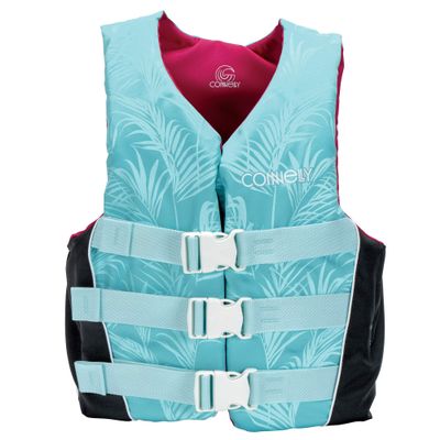 Connelly Womens Nylon 3 Belt Life Jacket Vest with Quick Release Buckles and Adjustable Straps for Slimming Fit, Medium