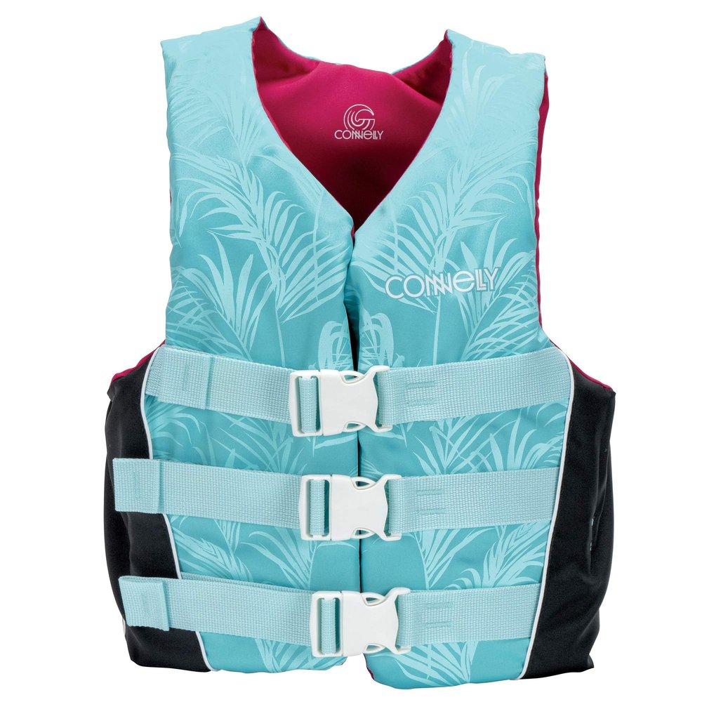 Connelly Womens Nylon 3 Belt Life Jacket Vest with Quick Release Buckles and Adjustable Straps for Slimming Fit, Medium