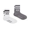 Armani Exchange Men's Logo Crew Socks 2 Pack, White/Melange Grey, Large-X-Large view 1