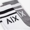 Armani Exchange Men's Logo Crew Socks 2 Pack, White/Melange Grey, Large-X-Large view 2