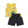 One opening Toddler Baby Boy Summer Clothes Daddy Son Letters T-Shirts Tees Tops+Camouflage Shorts Pants Outfits 2PCS Shorts Set Clothes (Yellow Dinosaur Tank outfits, 12-18 months) view 1