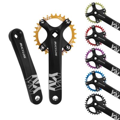 BUCKLOS 104 BCD 30T Mountain Bike Single Speed Crankset170mm Square Taper Crankset with Narrow Wide Teeth Round ChainringSix Color,Bicycle Crank Arm Set