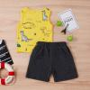 One opening Toddler Baby Boy Summer Clothes Daddy Son Letters T-Shirts Tees Tops+Camouflage Shorts Pants Outfits 2PCS Shorts Set Clothes (Yellow Dinosaur Tank outfits, 18-24 months) view 2